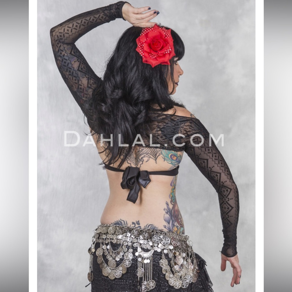 Black Mesh Sleeves Shrug Aztec Print